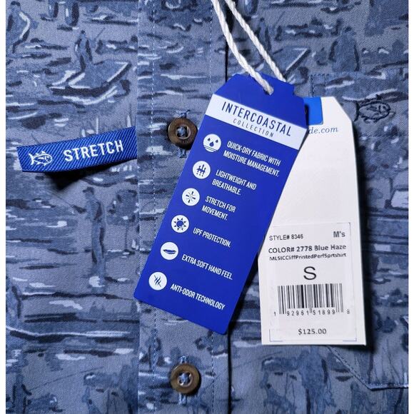 NWT SOUTHERN TIDE Cliff Intercoastal Performance‎ Shirt Blue Size S MSRP $125 - Picture 3 of 9